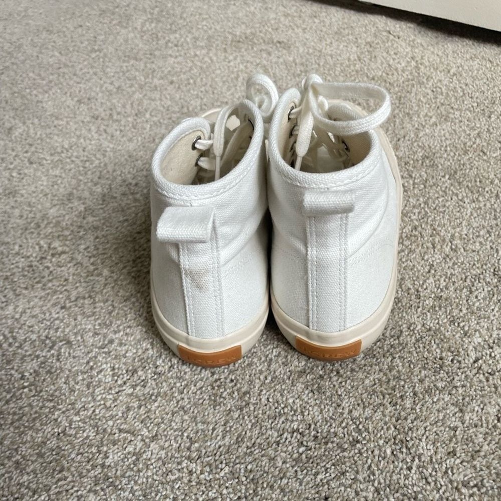 J.Crew -‎ Classic High-Top Sneakers Upper Cloth & Rubber Sole - Cream - Size 6.5 - Picture 7 of 11